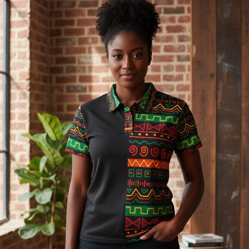 African Print Polo Shirt — Bold Kente-Inspired Pattern Printify