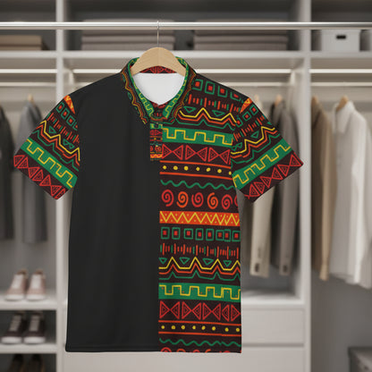 African Print Polo Shirt — Bold Kente-Inspired Pattern