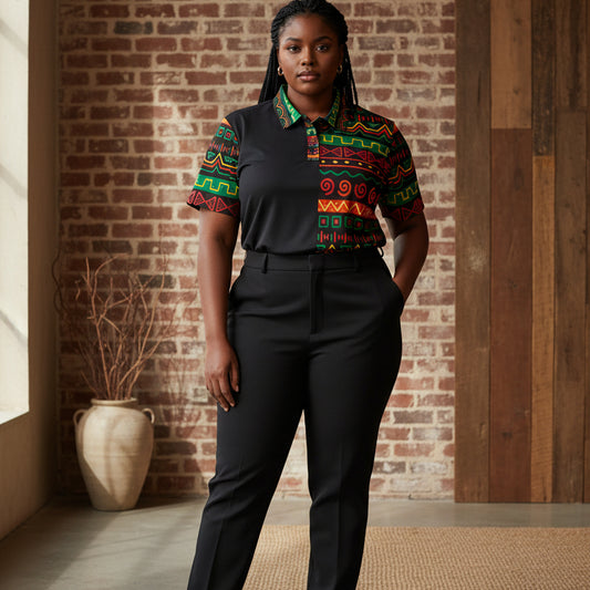 African Print Polo Shirt — Bold Kente-Inspired Pattern