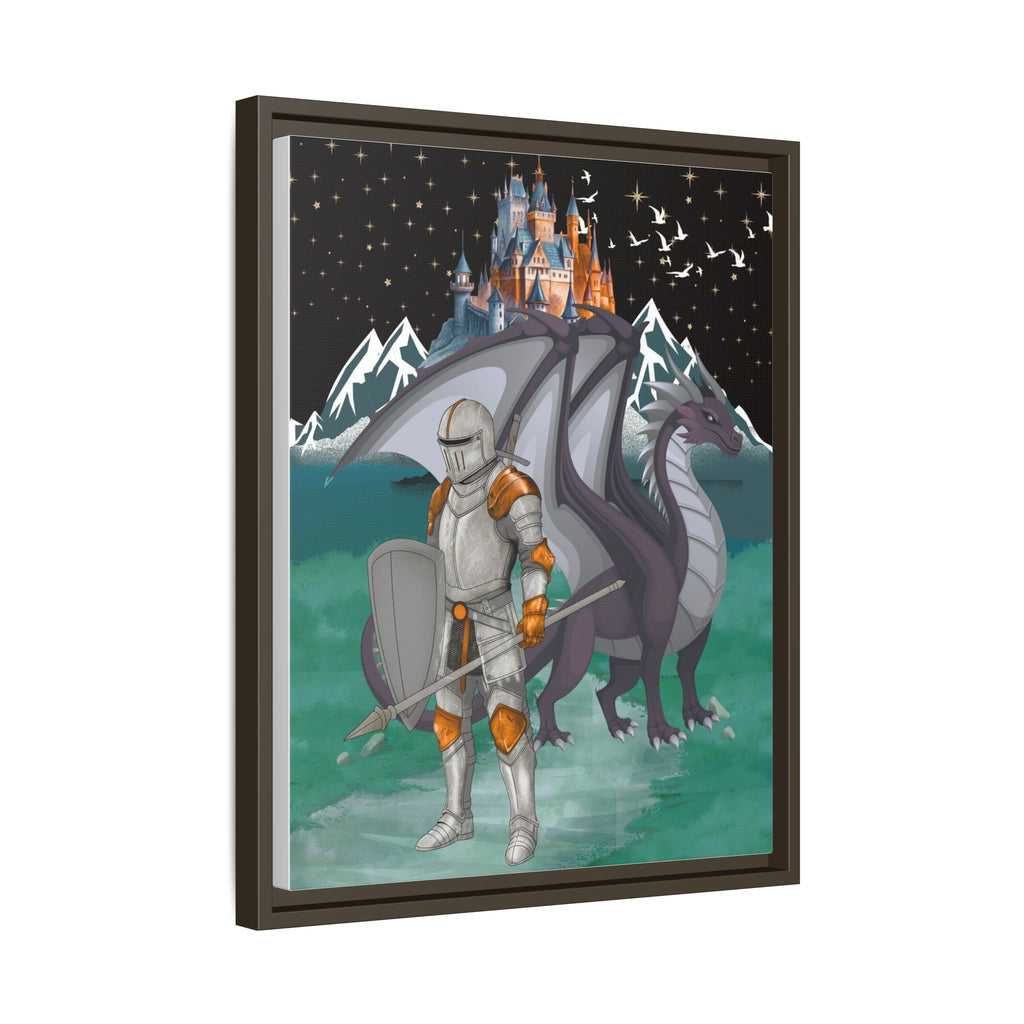 Knight and Dragon Fantasy Art, Framed Matte Canvas Printify
