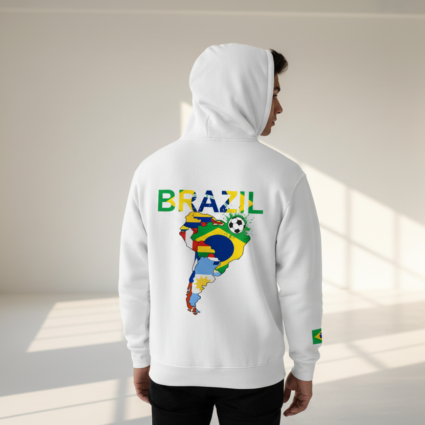 Brazil Flag Themed Graphic Unisex  Oversize Fleeced Hoodie