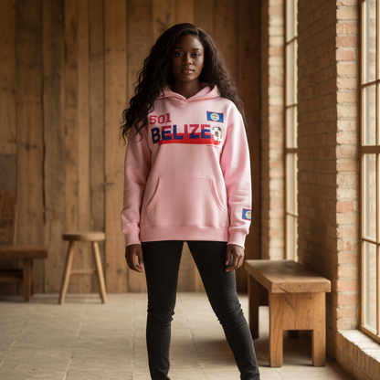 Belize Flag Themed Graphic Unisex Oversize Fleeced Hoodie