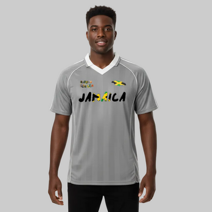 Jamaica Themed Graphic Shadow Stripe Collared Soccer Unisex Jersey