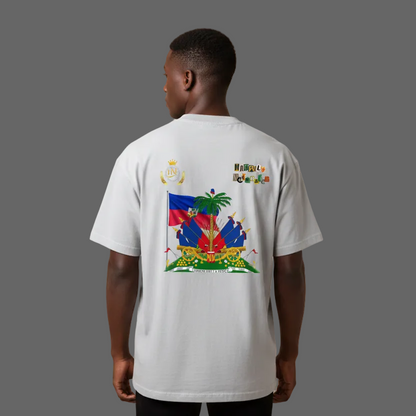 Haiti Flag Themed Vintage Wash Cotton Graphic Unisex T-Shirt