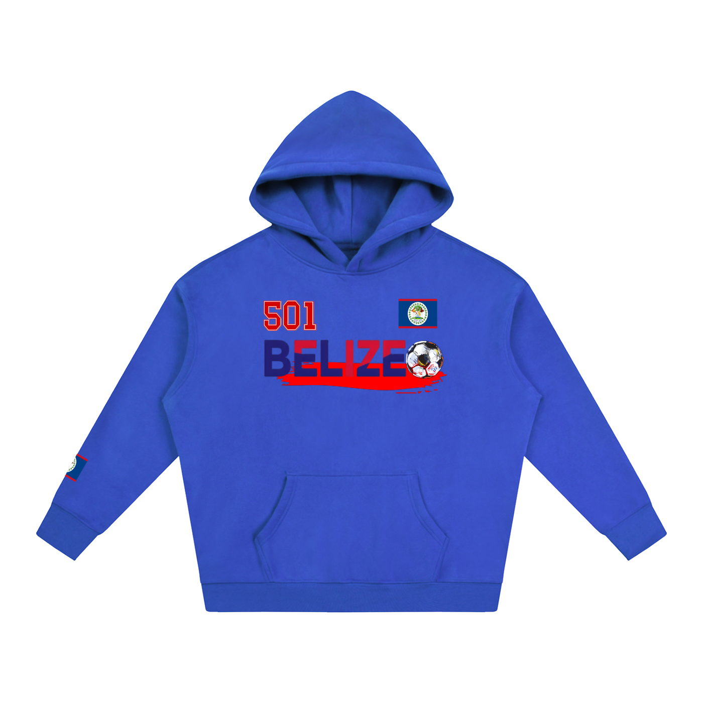 Belize Flag Themed Graphic Unisex Oversize Fleeced Hoodie
