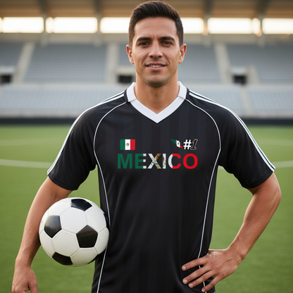 Mexico Flag Themed Graphic Stripe Collared Soccer Jersey