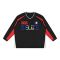 Belize Flag Art Unisex Color Block Long Sleeve Jersey