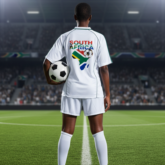 South African Flag Themed Graphic  Stripe Collared Soccer Jersey