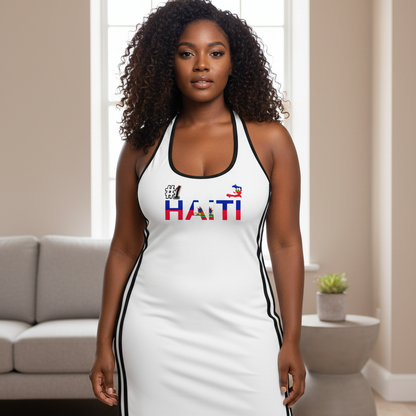 Haiti Flag Art Women's Binding Tight Halter Dress