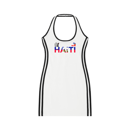Haiti Flag Art Women's Binding Tight Halter Dress