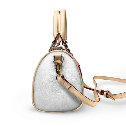 Botanical Floral Classic Barrel-Shaped PU Leather Handbag