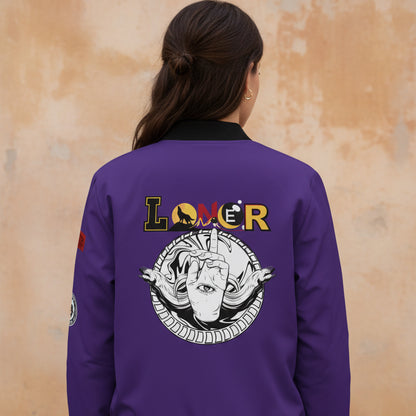 Gothic Bomber Jacket, Eye Art Women's Outerwear, Unique All Over Print Jacket