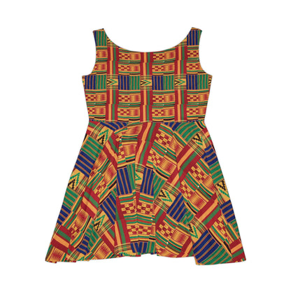 Kente Print Skater Dress – Vibrant African-Inspired AOP Sundress