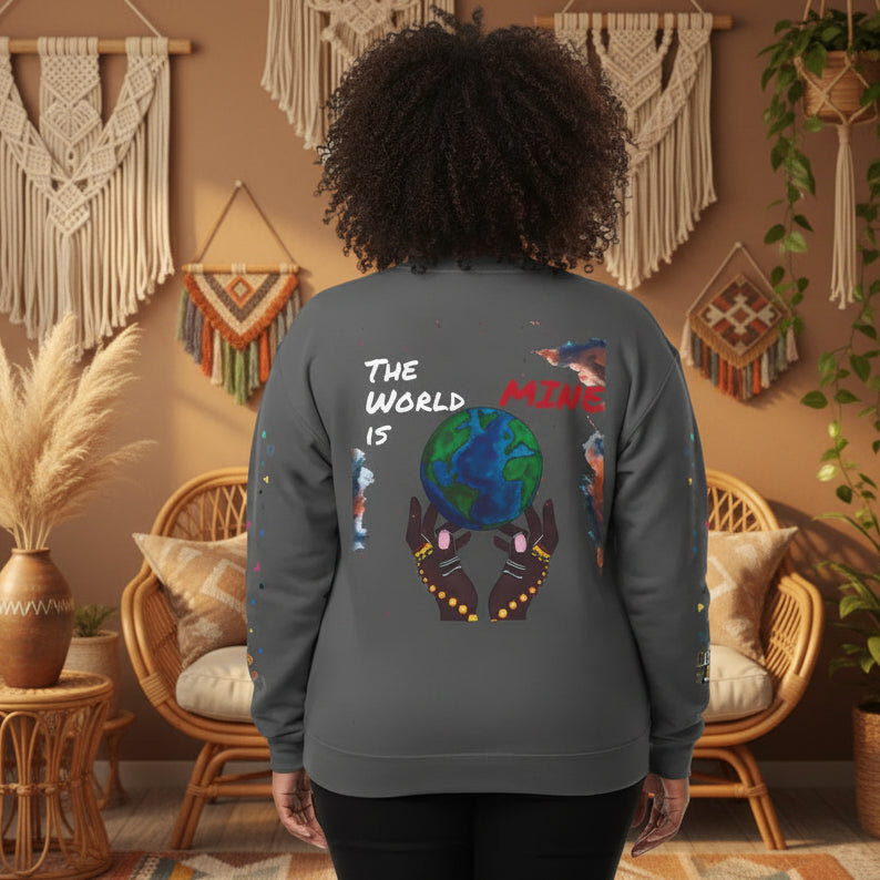 Galaxy Art Unisex Sweatshirt, Handcrafted Space Design, Celestial Print