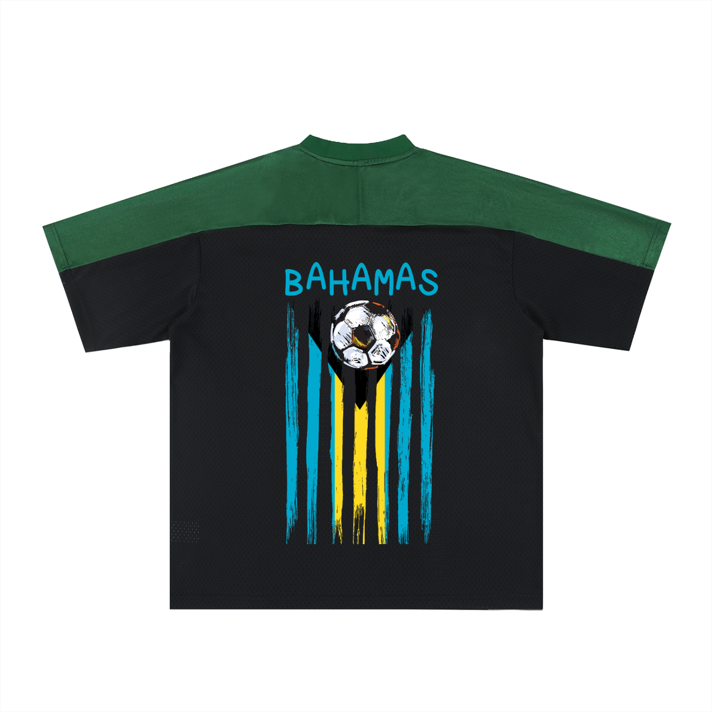 Bahamas Flag Themed Unisex Oversized Mesh V-Neck Soccer Jersey