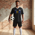 Barbados Flag Shadow Stripe Collared Unisex Soccer Jersey