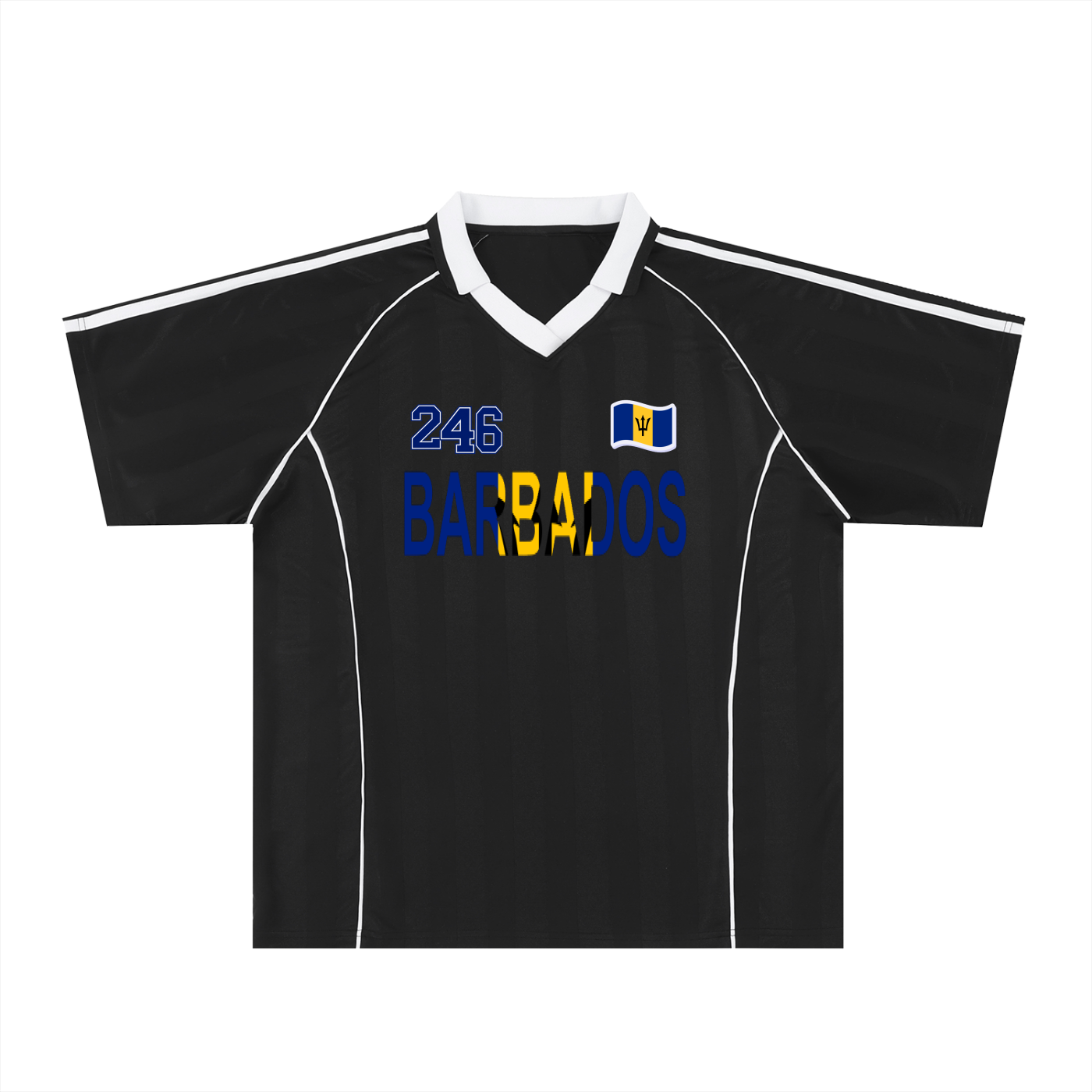 Barbados Flag Shadow Stripe Collared Unisex Soccer Jersey