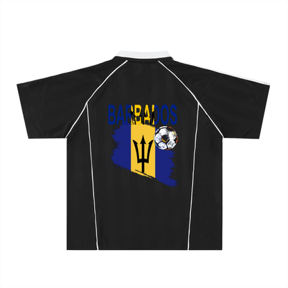Barbados Flag Shadow Stripe Collared Unisex Soccer Jersey