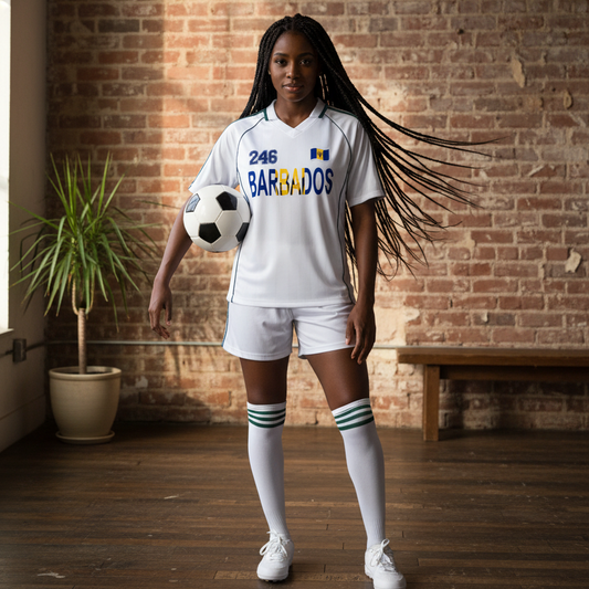 Barbados Flag Shadow Stripe Collared Unisex Soccer Jersey