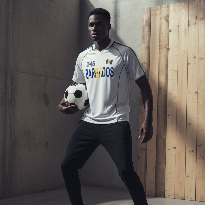 Barbados Flag Shadow Stripe Collared Unisex Soccer Jersey