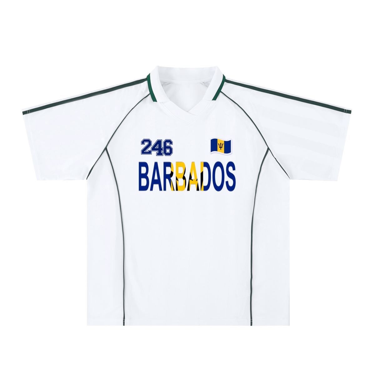 Barbados Flag Shadow Stripe Collared Unisex Soccer Jersey