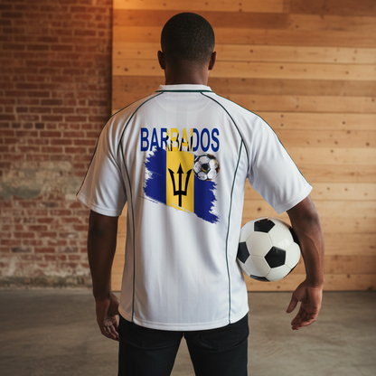Barbados Flag Shadow Stripe Collared Unisex Soccer Jersey