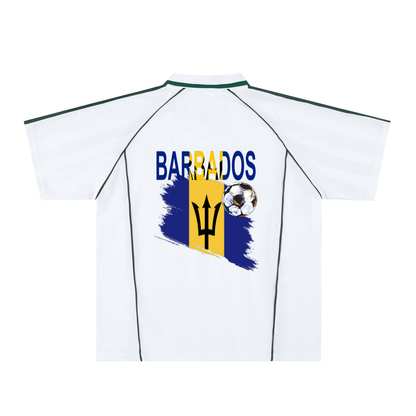 Barbados Flag Shadow Stripe Collared Unisex Soccer Jersey