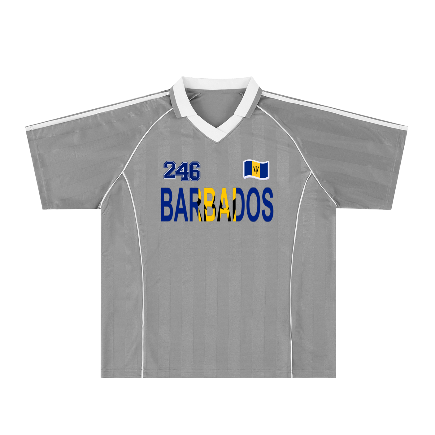 Barbados Flag Shadow Stripe Collared Unisex Soccer Jersey