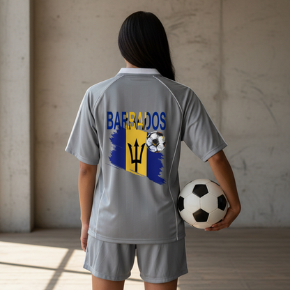 Barbados Flag Shadow Stripe Collared Unisex Soccer Jersey