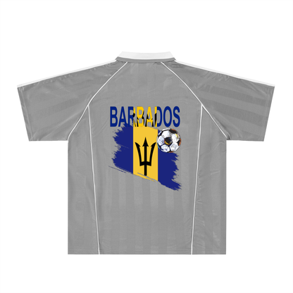 Barbados Flag Shadow Stripe Collared Unisex Soccer Jersey