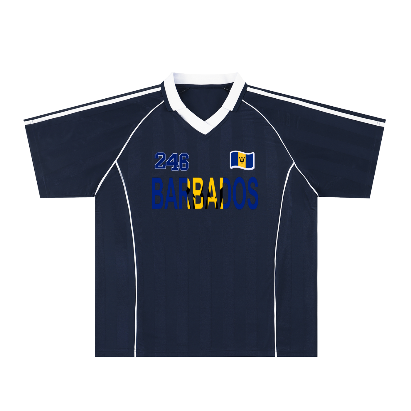 Barbados Flag Shadow Stripe Collared Unisex Soccer Jersey