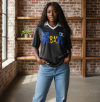 Barbados Flag Themed Contrast Collar Striped Unisex Soccer Jersey