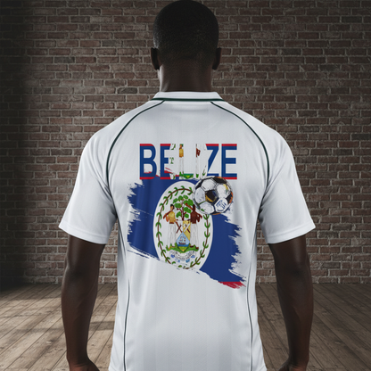 Belize Flag Themed Shadow Stripe Collared Soccer Graphic Unisex Jersey