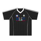 Belize Flag Themed Shadow Stripe Collared Soccer Graphic Unisex Jersey