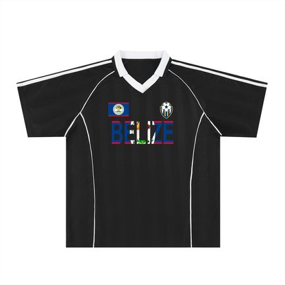 Belize Flag Themed Shadow Stripe Collared Soccer Graphic Unisex Jersey