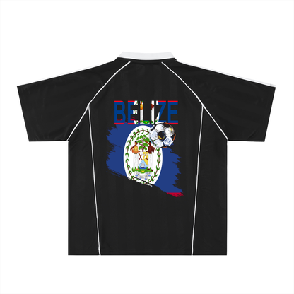 Belize Flag Themed Shadow Stripe Collared Soccer Graphic Unisex Jersey