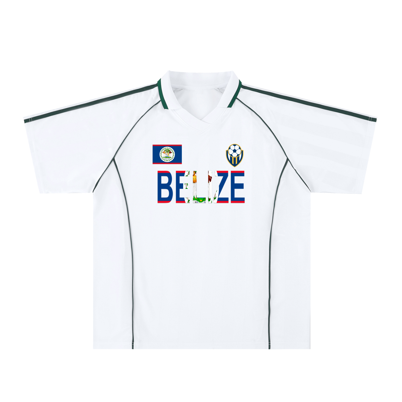 Belize Flag Themed Shadow Stripe Collared Soccer Graphic Unisex Jersey