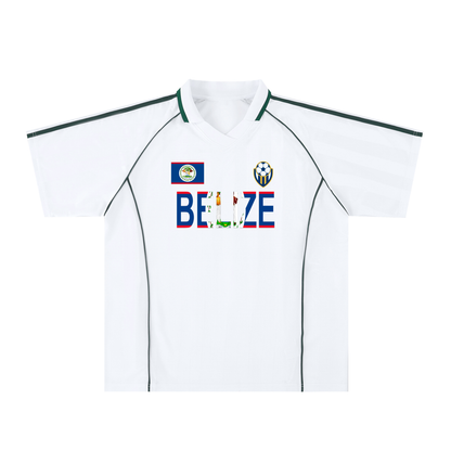 Belize Flag Themed Shadow Stripe Collared Soccer Graphic Unisex Jersey