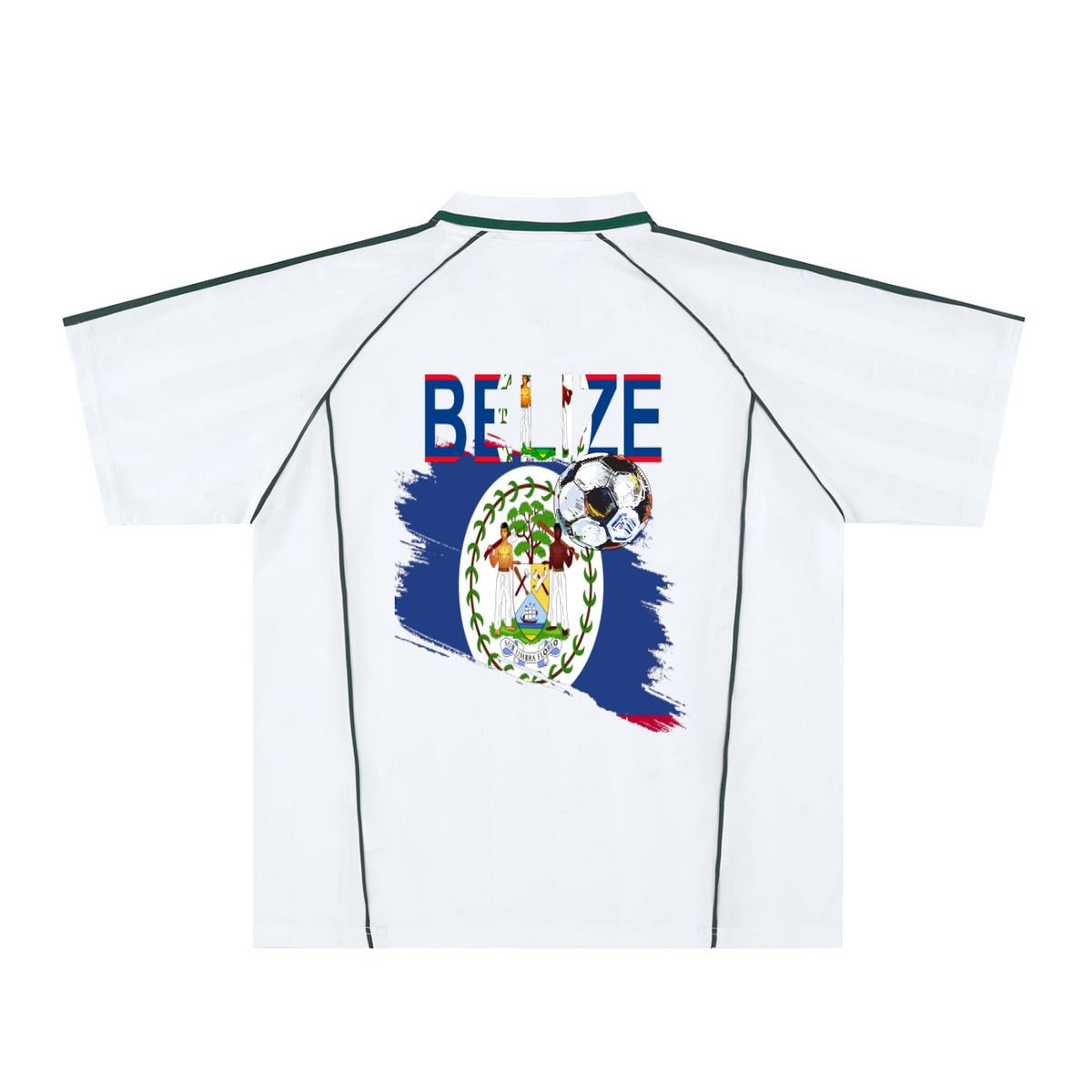 Belize Flag Themed Shadow Stripe Collared Soccer Graphic Unisex Jersey