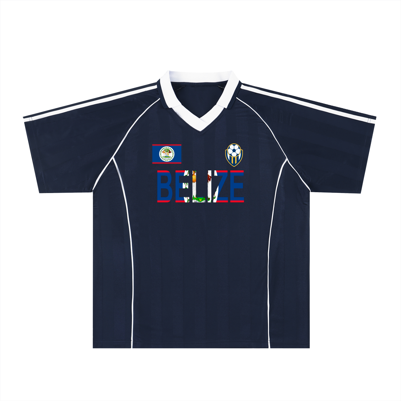 Belize Flag Themed Shadow Stripe Collared Soccer Graphic Unisex Jersey