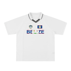 Belize Flag Themed Graphic Unisex Striped V-Neck Soccer Jersey