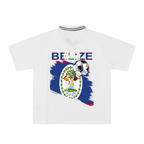 Belize Flag Themed Graphic Unisex Striped V-Neck Soccer Jersey