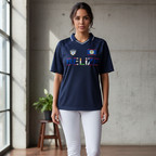 Belize Flag Themed Graphic Unisex Striped V-Neck Soccer Jersey