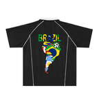 Brazil Flag Themed Graphic Shadow Stripe Collared Soccer Unisex Jersey