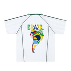 Brazil Flag Themed Graphic Shadow Stripe Collared Soccer Unisex Jersey