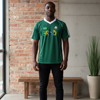 Brazil Flag Themed Graphic Shadow Stripe Collared Soccer Unisex Jersey