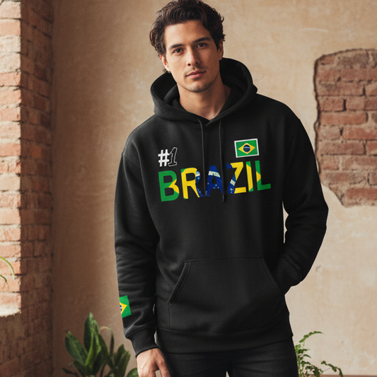 Brazil Flag Themed Graphic Unisex  Oversize Fleeced Hoodie