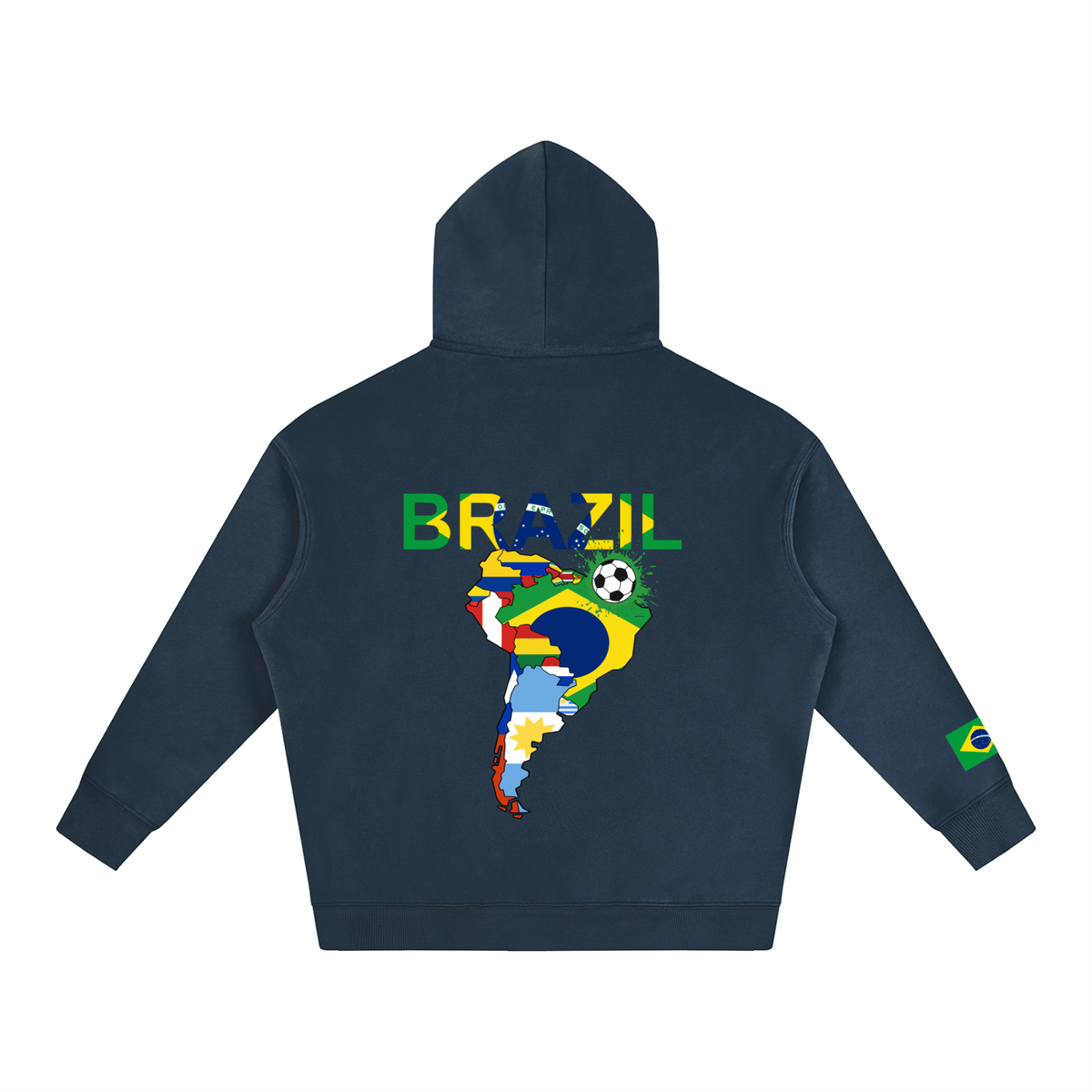 Brazil Flag Themed Graphic Unisex  Oversize Fleeced Hoodie