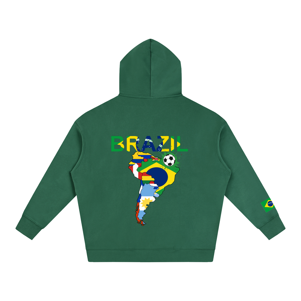 Brazil Flag Themed Graphic Unisex  Oversize Fleeced Hoodie