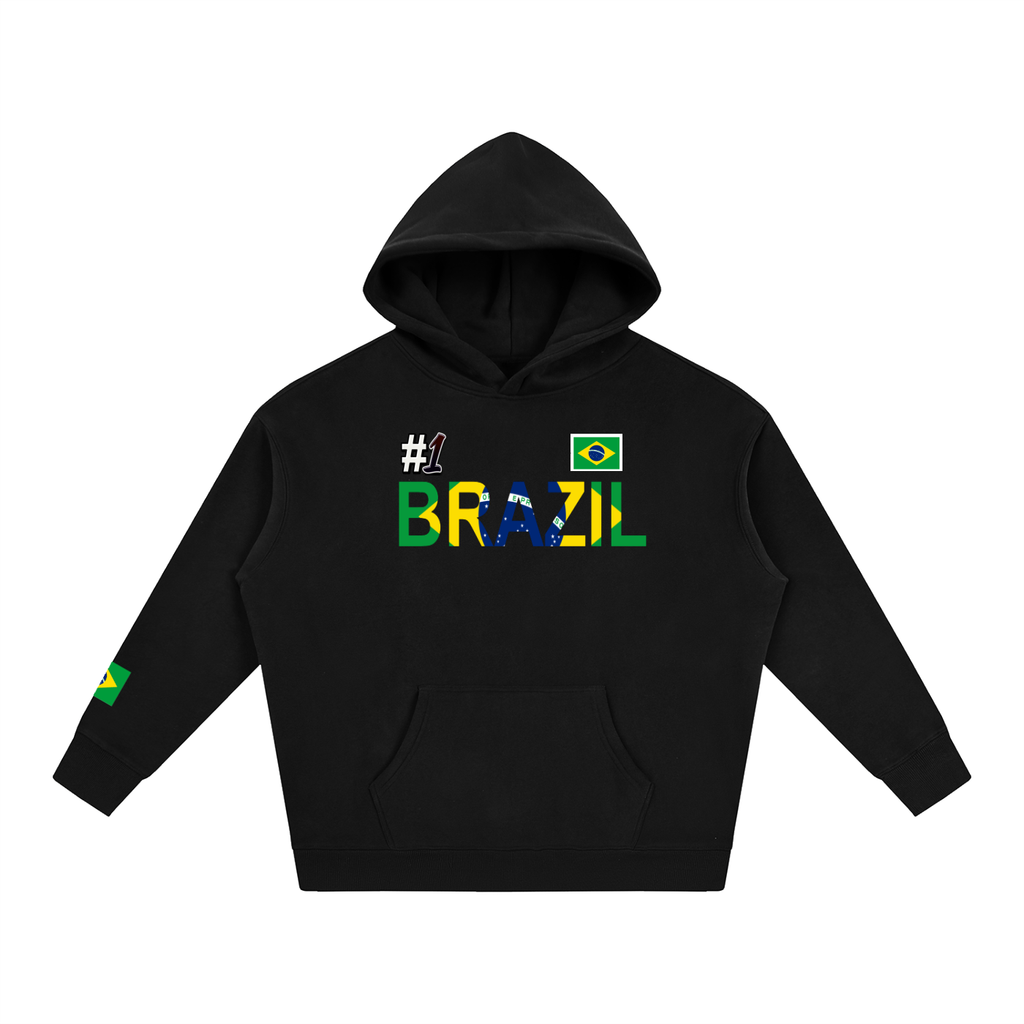 Brazil Flag Themed Graphic Unisex  Oversize Fleeced Hoodie
